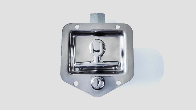 Polished Stainless Steel Folding T Handle Latch Lock Toolbox Cabinets Vehicles Paddle Turn Open Panel Lock 19858