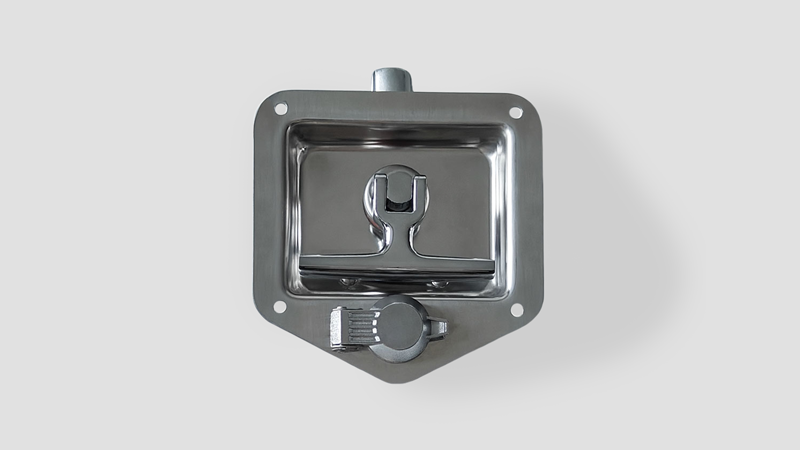 Panel Flush Stainless Steel Paddle Lock Key-locking Recessed T Handle Cabinet Lock with Dust Cover 19204-E