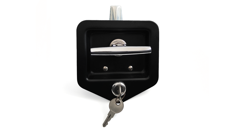 Black Powder Coating Stainless Steel Paddle Lock with Stud Folding Tool Box T Handle Lock Recessed Flat Latch 19204-EB