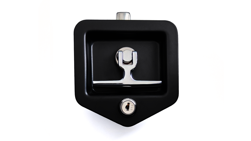 Black Powder Coating Stainless Steel Paddle Lock with Stud Folding Tool Box T Handle Lock Recessed Flat Latch 19204-EB