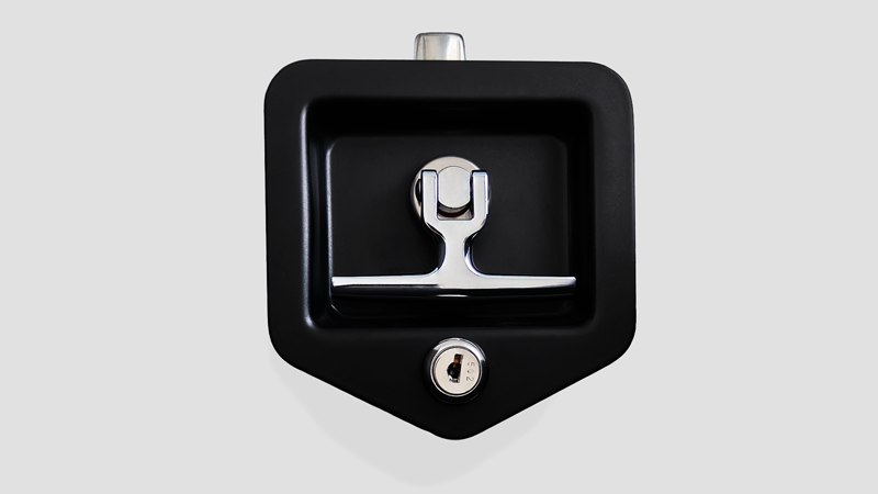 Black Powder Coating Stainless Steel Paddle Lock with Stud Folding Tool Box T Handle Lock Recessed Flat Latch 19204-EB